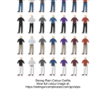 Chart illustrating simple combinations of strong plain coloured men's garments.